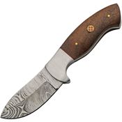 Damascus 1336 Hunter Damascus Fixed Blade Knife Brown Handles