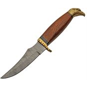Damascus 1347 Eagle Head Hunter Damascus Fixed Blade Knife Brown Handles