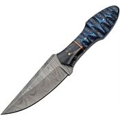 Damascus 1358 Ocean Ripple Hunter Damascus Fixed Blade Knife Black/Blue Handles