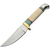 Pakistan 203454BO Daylight Hunter Satin Fixed Blade Knife Turquoise Handles