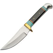 Pakistan 203454HN Nightlight Hunter Satin Fixed Blade Knife Black/Turquoise Handles