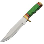Pakistan 203460 Grassland Hunter Satin Fixed Blade Knife Green Handles
