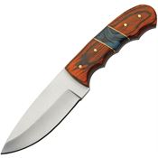 Pakistan 203462 Burnt Wave Hunter Satin Fixed Blade Knife Brown Handles