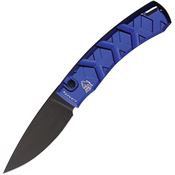 Piranha 14BT Auto X Black Button Lock Knife Blue Handles