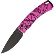 Piranha 14PKT Auto X Black Button Lock Knife Black/Pink Handles