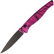 Piranha 16PKT Auto DNA Tactical Black Knife Black and Pink Handles