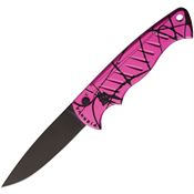 Piranha 1PKT Auto Tactical Black Knife Black and Pink Handles