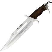 Rambo 9433 Mini Rambo III Bowie Satin Fixed Blade Knife Brownwood Handles