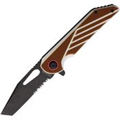 Rough Rider 2535 Black Stonewashed Assist Open Linerlock Knife White/Brown Handles