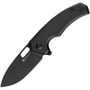 SenCut 06A Actium Black Stonewashed Linerlock Knife Black Handles