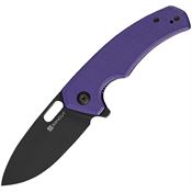 SenCut 06D Actium Black Stonewashed Linerlock Knife Purple Handles