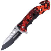 Tac Force 498RC Rescue Assist Open Linerlock Knife with Red Handles