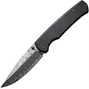 We 21046DS1 Evoke Damasteel Framelock Knife Black Handles