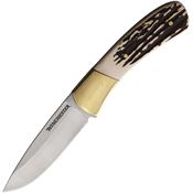 Winchester 6220065W Winchester Satin Fixed Blade Knife Imitation Stag Handles