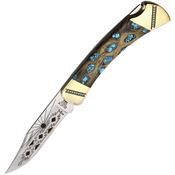 Yellowhorse 408 Lacy Custom Buck 110 Lockback Knife Cholla Cactus Handle with Sleeping Beauty Arizona Turquoise