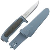 Mora 2641 Basic 546 Satin Fixed Blade Knife Blue/Gray Handles