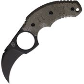 Bastinelli 254 Ligament Black Fixed Blade Knife OD Green Handles