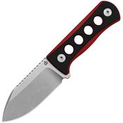 QSP 141B1 Canary Neck Stonewash Fixed Blade Knife Black/Red Handles
