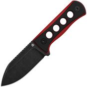 QSP 141B2 Canary Neck 141B2 Stonewash Fixed Blade Knife Black/Red Handles