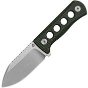 QSP 141C1 Canary Neck Stonewash Fixed Blade Knife Green Handles