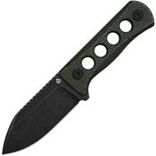 QSP 141C2 Canary Neck 141C2 Stonewash Fixed Blade Knife Green Handles