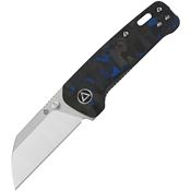 QSP 130XSD1 Mini Penguin Linerlock Knife with Blue Carbon Fiber Handles