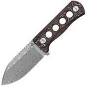 QSP 141F Canary Neck Damascus Fixed Blade Knife Copper Handles