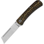 QSP 142C Hedgehog Slip Joint Satin Folding Knife Gold Handles