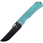 Kansept 1041A4 Reedus Black Framelock Knife Green Handles