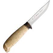 Marttiini 134012C Lynx Mirror Finish Fixed Blade Knife Waxed Curly Birch Handles