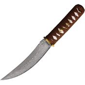 Tokisu 32624 Damask Couteau Satin Fixed Blade Knife Brown Handles