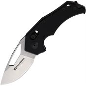 Willumsen Copenhagen RN23SBL Red E Nano Cross Bar Lock Black Folding Knife Black Handles