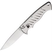 Piranha 1S Auto Pocket Button Lock Knife Silver Handles