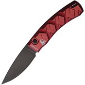 Piranha 14RT Auto X Black Button Lock Knife Red Handles