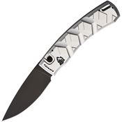 Piranha 14ST Auto X Black Button Lock Knife Silver Handles