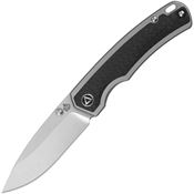 QSP 127E1 Puffin Framelock Knife Gray Titanium/Twill Carbon Fiber Handles