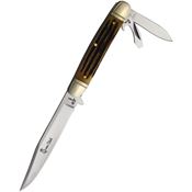 Queen 86WB Folder Winter Bottom Stainless Fixed Blade Knife Brown Handles