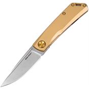 Real Steel 7085 Luna Eco Framelock Knife Gold Handles