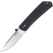 Real Steel 7076 Luna Boost Framelock Knife Blue Hardware Carbon Fiber Handles