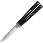 Revo NXSPVBK Nexus Balisong Stonewash Folding Knife Black Handles