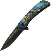 Rite Edge 300589BL Reaper Assist Open Linerlock Knife with Blue Handles