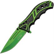 Rite Edge 300585GN Caution Assist Open Linerlock Knife with Green Handles