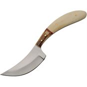 Rite Edge 8029 Curved Stag Skinner Satin Fixed Blade Knife Natural Smooth Handles