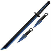 Rite Edge 926971BL Ninja Sword Thrower Set Fixed Blade Knife Black and Blue Handles