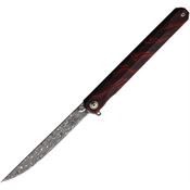 Rough Rider Reserve 031 Damascus Linerlock Knife Black/Red Handles