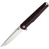 Rough Rider Reserve 029 Satin D2 Linerlock Knife Tanto Black/Red Handles