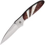 Santa Fe Stoneworks 010 Kershaw Leek Framelock Knife Red Stone/Mother of Pearl Handles