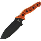 Sniper Bladeworks MAMUORGB Mamu Black Fixed Blade Knife Orange Handles