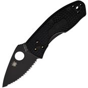 Spyderco 148SBBK Ambitious Light Black Serrated Linerlock Knife Black Handles