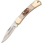 Winchester 6220085W Small Clip Point Lockback Knife Imitation Stag Handles